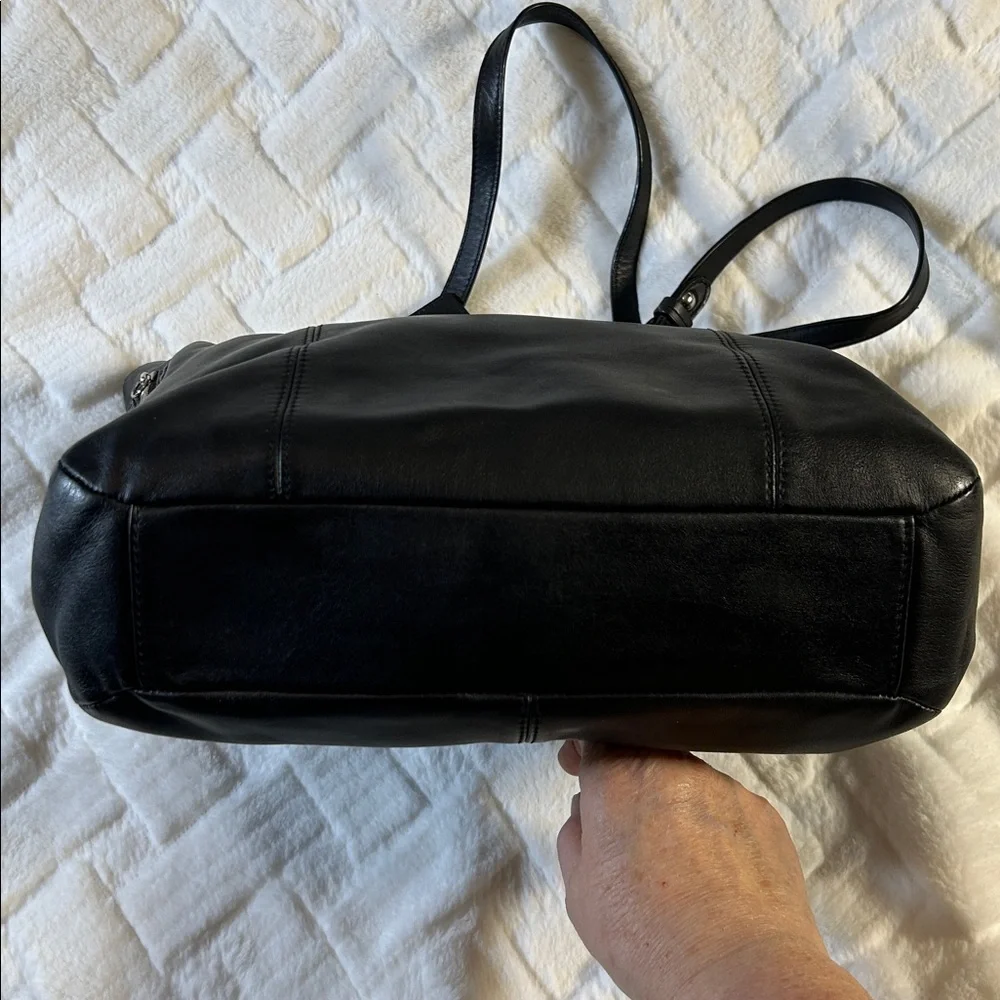 Coach Black Leather Tote and Walletwith Silver Hardware, WHBM Bag Charm/Bracelet